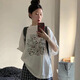嬌茹妮日系復(fù)古港風(fēng)卡通印花短袖t恤女情侶裝潮牌ins學(xué)生百搭半袖男女潮 白色【260克100%高品質(zhì)純棉】 XL (125—140斤）