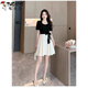 啄木鳥(niǎo)（TUCANO）赫本法式2025連衣裙新款夏季韓版拼接修身小個(gè)子胖MM假兩件套 2439短款米白色連衣裙 L 建議105-120斤
