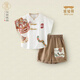 漢宮優(yōu)品周歲禮服男寶寶夏季短袖套裝中國(guó)風(fēng)兒童夏裝嬰兒衣服中式男童漢服 皮影戲短袖套裝 A款 110