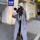 羅蒙深灰色雙面羊毛大衣女2023秋冬新款韓系氣質寬松過膝長款呢子大衣 夜幕灰 L 推薦 120-140斤