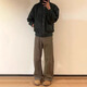 POUM美拉德棕色牛仔褲男士款春秋夏季高街彎刀褲子顯腿長微喇直筒褲 YCWP-A060棕色 XL