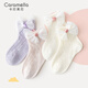 卡拉美拉（Caramella）25年春夏季女童襪薄款網(wǎng)眼透氣棉質(zhì)短襪蕾絲花邊兒童襪寶寶嬰兒襪