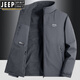 JEEP SPIRIT吉普雙面穿抓絨外套男士春秋季新款搖粒絨休閑立領(lǐng)夾克保暖上衣 深灰（雙面穿）胸前有標(biāo)款 JEEP8 XL 建議130-145斤
