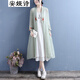 安婭詩棉麻外套女夏季風(fēng)衣飄逸刺繡長款開衫女士中國風(fēng)復(fù)古寬松薄款上衣 綠色開衫外套 均碼 長款外搭