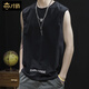 才俏夏季新款背心男大碼潮流薄款無(wú)袖男寬松坎肩港風(fēng)運動(dòng)籃球上衣 黑色 L _[建議111-130斤]