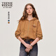 Teenie Weenie小熊連帽衛(wèi)衣女2025年春季新款復(fù)古水洗拉鏈短款開衫外套上衣女 棕色 S (160)