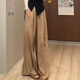 芭鳶涼皮褲2025夏季新款高腰寬松休閑垂感闊腿褲舒適透氣長褲闊腿女生 沙茶棕 XL
