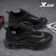 特步（XTEP）男鞋一腳蹬懶人鞋2025冬季新款鞋子減震輕便跑步鞋網(wǎng)面透氣運動(dòng)鞋 黑色 45