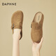 DAPHNE達芙妮包頭半拖鞋女新款穆勒單鞋復古勃肯鞋舒適輕便外穿女鞋 杏色 跟高2cm 36 (230mm) 標準碼