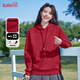 班尼路（Baleno）牛奶絲連帽潮流衛(wèi)衣女2025春秋女裝新款時(shí)尚紅色新年戰(zhàn)袍休閑外套