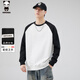 HIPANDA衛衣男秋季插肩寬松美式撞色拼接圓領(lǐng)百搭重磅上衣黑拼白灰XL