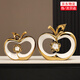 赟婭現(xiàn)代輕奢客廳玄關(guān)電視柜風(fēng)生水起擺件高檔酒柜裝飾品喬遷新居禮品 白金-蘋果大號(hào)+蘋果小號(hào)【白金】