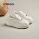 妙麗板鞋女厚底輕便純色2026春季新款輕便戶(hù)外休閑學(xué)生小白鞋 白色 37 (235mm) 標準碼