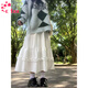 CTOX2025夏季新款白色半裙A字裙中長(cháng)款半身裙女蓬蓬裙可愛(ài)顯瘦百褶裙 白色 白色半身裙 M 90-105斤
