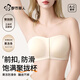都市麗人吊帶裙專用內(nèi)衣女無肩帶聚攏防滑上托一字肩抹胸前扣隱形文胸香檳