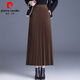 皮爾卡丹（pierre cardin）毛呢百褶長(cháng)裙高腰加厚冬季垂感半身裙冬裙大擺裙厚秋冬女2026新款 咖色 均碼