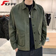 KFPF男士休閑衣服春秋外套男秋季韓版潮流工裝夾克男2025新款男裝秋裝 1125軍綠色 XL