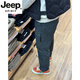 JEEP SPIRIT側拉鏈軟殼沖鋒褲男款冬季加絨尼龍速干褲防水戶(hù)外登山褲春秋新品 灰藏青色 M 90-120斤