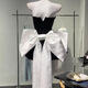 RWNNVI生日party小禮服裙高端輕奢小眾公主蓬蓬裙蝴蝶結(jié)抹胸絲絨連衣裙 黑色+蝴蝶結(jié) M
