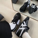 莆田鞋莆田鬼冢虎男女春秋季懶人情侶帆布鞋小白鞋男一腳蹬老虎男 黑白(系帶皮款) 42
