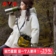 雅鹿痞帥工裝兒童羽絨服男童女童中長款2025新款大童冬季加厚外套 米白色 130