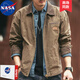 NASA RHUDE秋冬季百搭?yuàn)A克男時(shí)尚棒球服休閑外套男秋冬季衣服潮流外套男 卡其 M (120-140斤)
