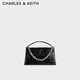 CHARLES&KEITH鱷魚紋鏈條信封包小方包生日禮物七夕禮物CK2-50271476 CK2-50271476-1Noir黑色 小包