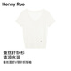 Henny Rue短袖T恤女夏季薄款蠶絲混紡V領(lǐng)學(xué)院風(fēng)減齡麻花紋百搭肌理感上衣 純凈白 M