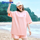 FILA FUSION斐樂(lè)潮牌女裝情侶款針織短袖衫2025春新款涼感防曬寬松T恤 青春粉-PK S （165/88A/S）