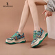 奢馳路易（SECHILOUIS）品牌時(shí)尚百搭2023春季新款厚底舒適百搭休閑女鞋老爹鞋系帶英倫風(fēng) 綠色 40 250mm