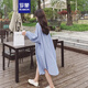 羅蒙空調(diào)服女夏季薄款2024新款時(shí)尚開衫透氣長袖過膝長款襯衫風(fēng)衣外套 淺藍(lán)色 XL 115-130斤