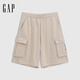 GAP男裝夏季款松緊腰立體口袋針織工裝短褲寬松質(zhì)感727070 基巖色 L (175/84A) 亞洲尺碼