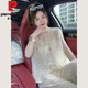 皮爾卡丹（pierre cardin）新中式國風(fēng)女裝禪意唐裝上衣2025新款米白色背心馬甲兩件套裝夏裝 米色馬甲 S 【建議95斤內(nèi)】