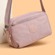 東選新多層斜挎包休閑百搭多口袋便攜布包防潑水單肩女包輕便小包 粉色