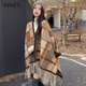 VINEY披肩女2025新款圍巾女格子百搭空調(diào)房斗篷護(hù)肩頸毛毯女外搭送女友 楓葉黃-高端禮盒裝