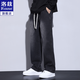 洛茲牛仔褲男2025春夏季寬松直筒闊腿休閑褲子男款百搭潮流美式長(cháng)褲 黑色 L