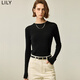 LILY【商場(chǎng)同款】冬新款女裝綿羊毛山羊絨修身半高領(lǐng)針織衫女 510黑 M