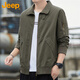 吉普（JEEP）外套男春秋季工裝夾克男士寬松休閑潮流衣服男裝 軍綠 XL 