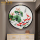 伯莎丹頓（BERTHA DENTON）荷花九魚圖蘇繡裝飾畫 錦鯉蘇州刺繡成品掛畫 高檔玄關(guān)背景墻壁畫 高檔蘇州刺繡藝術(shù) 80cmx80cm