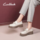 Carl Beck品牌厚底樂福鞋女2024春秋新款松糕一腳蹬軟皮法式單鞋圓頭小皮鞋 米杏色【跟高5CM】 39 245mm