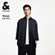 杰克·瓊斯（JACK&JONES）25年男裝七分袖襯衫男士夏季薄款柔軟高端短袖襯衣休閑寬松外穿 E40黑色 XL