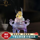 廣贊萊狻猊水晶琉璃祥獅盤(pán)香爐擺件家用室內茶室古典中式香薰爐大號香爐 琉璃祥獅爐【幻藍】