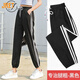 Jret春夏秋新款運動(dòng)褲女學(xué)生韓版原宿bf風(fēng)潮薄款寬松的ins束腳褲女 黑色 M[70-100斤]