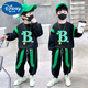 迪士尼（Disney）男童春秋套裝新款中大童春秋戶(hù)外運動(dòng)帥氣休閑兩件套 B字母黑色套裝 120 建議身高110厘米左右