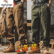 啄木鳥(niǎo)（TUCANO）美式重磅復(fù)古工裝褲子男春秋寬松大碼潮牌休閑褲男闊腿束腳哈倫褲 2條裝【卡其色+軍綠】 新年戰(zhàn)袍 L 【105-130斤】