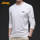 吉普（JEEP）長袖T恤男春秋季休閑男士圓領打底衫男裝702095 白色 XL 