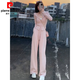 皮爾卡丹（pierre cardin）休閑套裝女小個(gè)子穿搭運(yùn)動(dòng)連帽衛(wèi)衣闊腿褲兩件套秋季2025新款氣質(zhì) 粉色套裝 L (建議100斤-115斤)