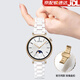 watchbond適用華為手表gt5丨Watch5表帶41/42mm女款gt4仿真陶瓷watch gt5pro丨gt4白色鋅合金18mm夏天透氣 【真陶瓷·流線型三珠陶瓷】鏡面白-玫瑰金扣 GT5/5