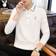 花花公子（PLAYBOY）T恤男長(zhǎng)袖春夏季男士polo打底衫寬松潮流上衣服休閑男裝 白色 XL