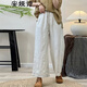 安婭詩(shī)直筒褲女九分褲夏季新款文藝范簡(jiǎn)約亞麻女褲窄版休閑闊腿褲 麻色 均碼